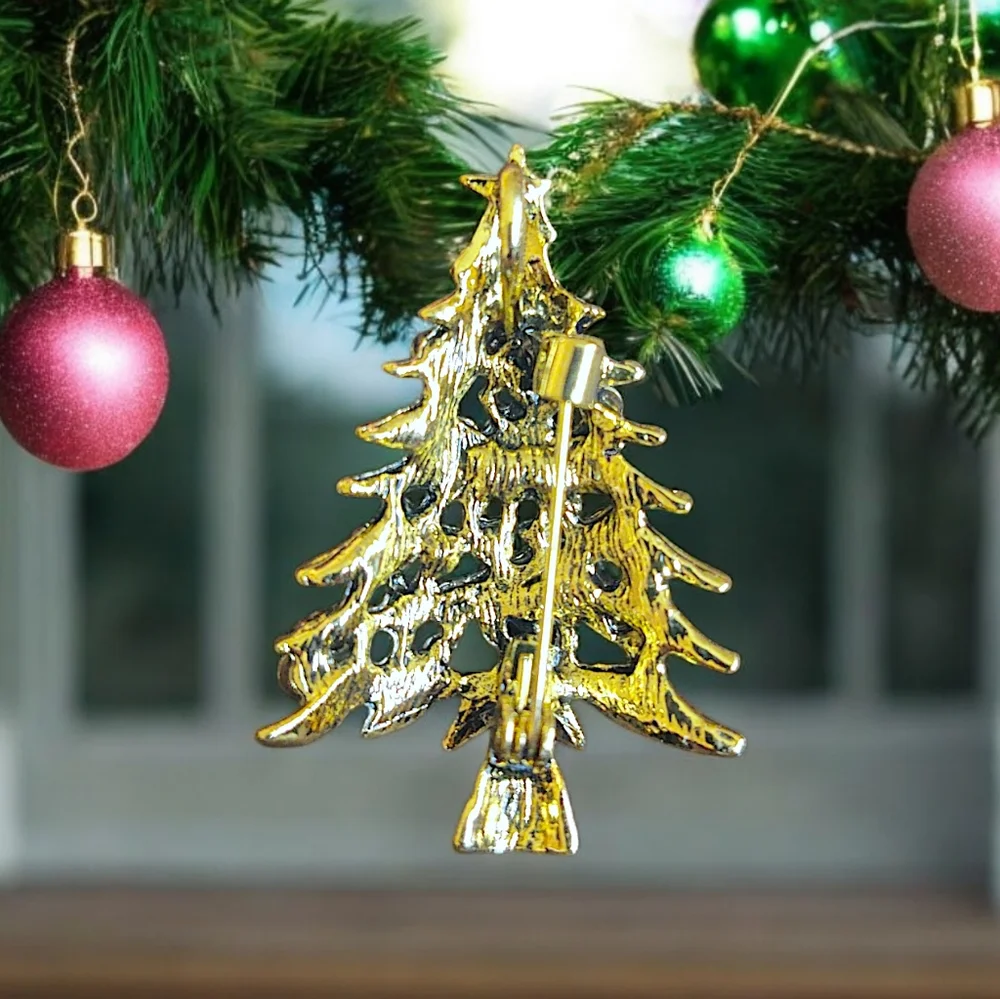 Rhinestone Christmas Tree Brooch *Christmas In July*